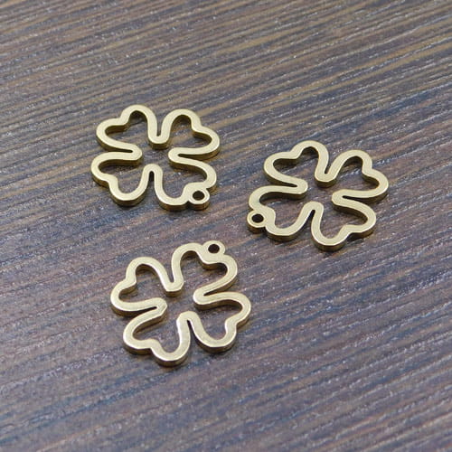 Zawieszka koniczynka stal nierdzewna 16x14mm złota (1szt.)