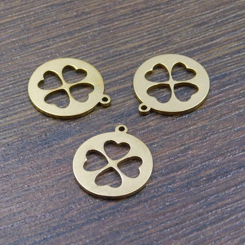Zawieszka koniczynka stal nierdzewna 17x15mm złota (1szt.)