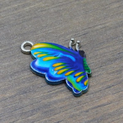 Zawieszka motyl z metalu i emalii 24.5x16mm niebieska (1szt)