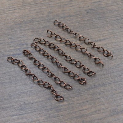 Łańcuszek przedłużka z metalu 40mm-55mm kolor miedziany (6szt)