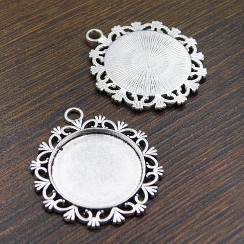 Baza z metalu do kaboszonów 25mm ciemna srebrna (1szt)