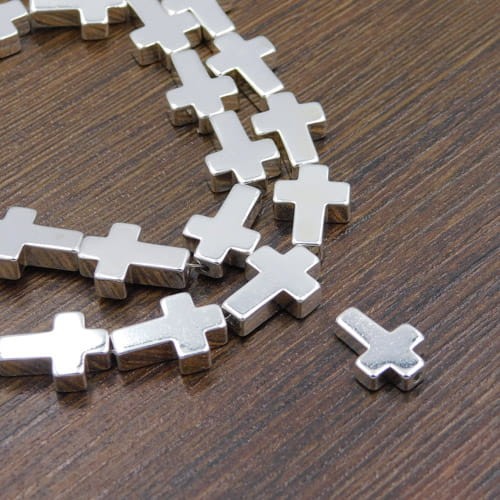 Hematyt srebrny krzyżyk 14x10x3mm (1szt.)