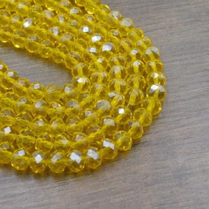 Oponki fasetowane ze szkła 8x6mm żółte z połyskiem (20szt)