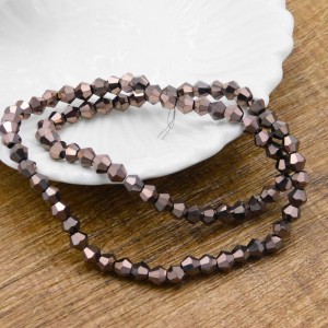 Kryształki bicone ze szkła 4.5x4mm ciemno brązowe metaliczne (80szt.)
