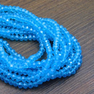 Oponki fasetowane ze szkła 4x3.5mm niebieskie z połyskiem (110szt.)