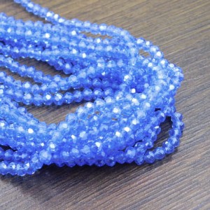 Oponki fasetowane ze szkła 4x3.5mm niebieskie z połyskiem (110szt.)