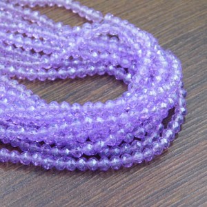 Oponki fasetowane szklane 4x3.5mm fioletowe z połyskiem (110szt.)