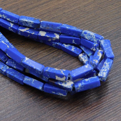 Jaspis cesarski syntetyczny ciemny niebieski słupek 13.5x4.5mm (4szt.)