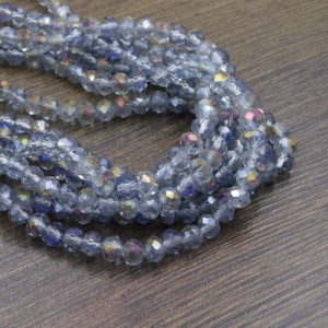 Oponki fasetowane ze szkła 6x4mm szare z połyskiem (20szt.)