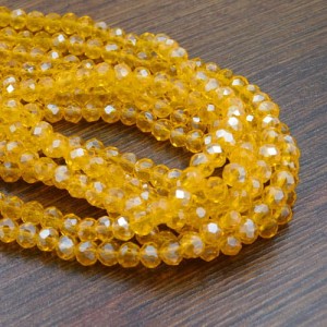 Oponki fasetowane ze szkła 6x4.5mm żółte z połyskiem (20szt)