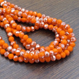 Oponki fasetowane ze szkła 6x4.5mm pomarańczowe z połyskiem (20szt)