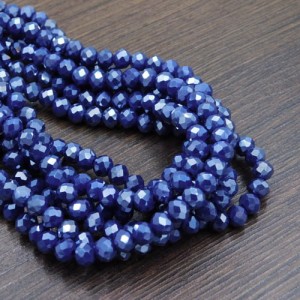 Oponki fasetowane ze szkła 6x4.5mm granatowe z perłowym połyskiem (20szt.)