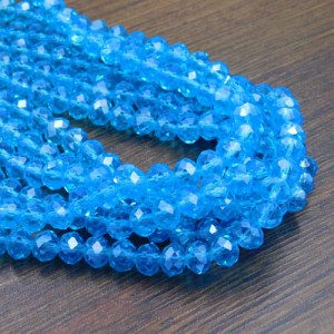 Oponki fasetowane ze szkła 8x6mm niebieskie z połyskiem (20szt)