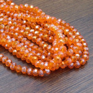 Oponki fasetowane ze szkła 6x4.5mm pomarańczowe z połyskiem (20szt.)