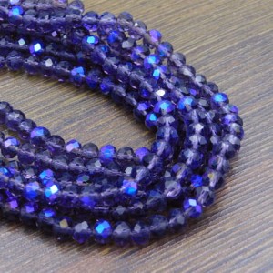 Oponki fasetowane ze szkła 6x4.5mm fioletowe z połyskiem (20szt.)