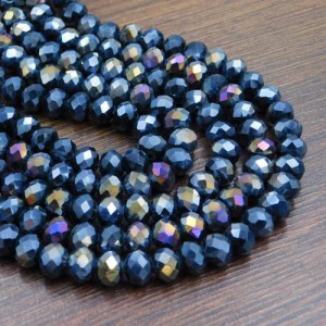 Oponki fasetowane ze szkła 8x6mm ciemne morskie AB (20szt.)