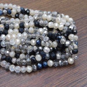 Oponki fasetowane ze szkła 6x5mm mix szary (90szt.)