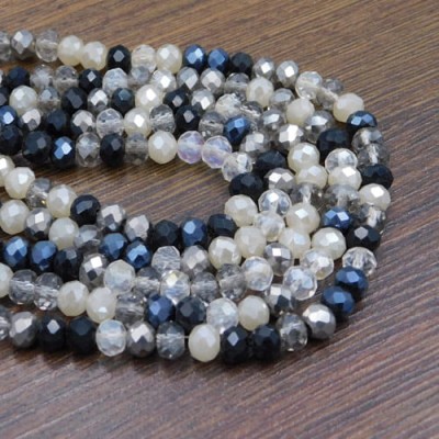 Oponki fasetowane ze szkła 6x5mm mix szary (90szt.)