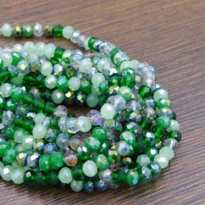 Oponki fasetowane ze szkła 6x5mm mix zielony (90szt.)