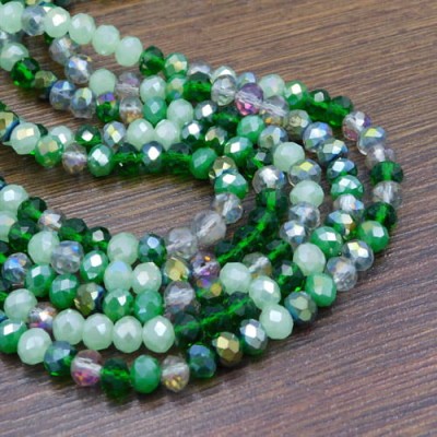 Oponki fasetowane ze szkła 6x5mm mix zielony (90szt.)