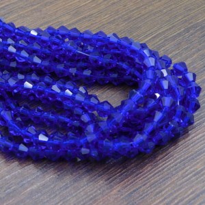 Kryształki szklane bicone 6mm ciemne niebieskie (45szt.)