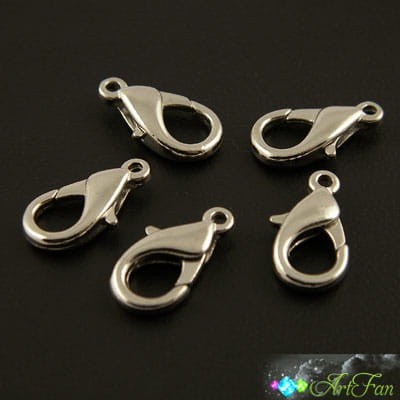 Karabińczyk metalowy 16mm ciemny srebrny (6szt)