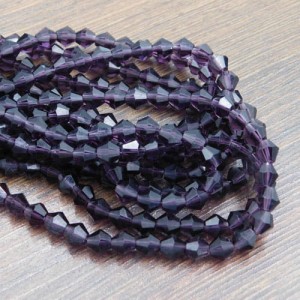 Koraliki szklane kryształki bicone 6mm ciemny fiolet przezroczyste (45szt.)