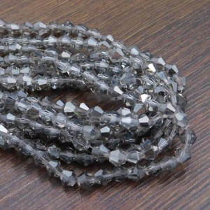 Kryształki bicone ze szkła 6mm szare z połyskiem (45szt.)