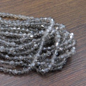 Koraliki szklane kryształki bicone 4mm szare z połyskiem (80szt.)