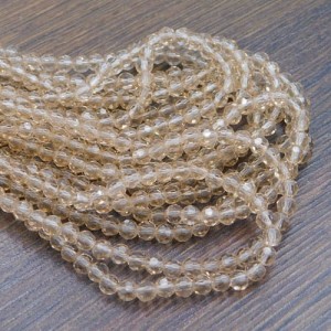 Koraliki szklane kulki fasetowane 4-4.5mm jasny beż (90szt.)