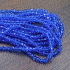 Kulki ze szkła fasetowane 4-4.5mm ciemne niebieskie (90szt.)