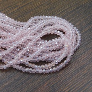 Oponki fasetowane ze szkła 3.5x3mm jasno różowe AB (110szt.)