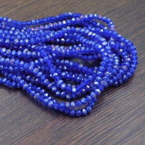 Oponki fasetowane ze szkła 3.5x3mm ciemno niebieskie AB (120szt.)