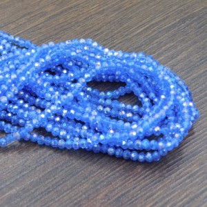Oponki fasetowane szklane 3x2.5mm jasnoniebieskie AB (około 135szt.)