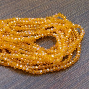 Oponki fasetowane ze szkła 3x2.5mm pomarańczowe AB (150szt.)