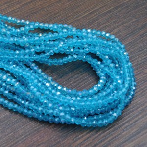 Oponki fasetowane ze szkła 3x2.5mm niebieskie AB (150szt.)