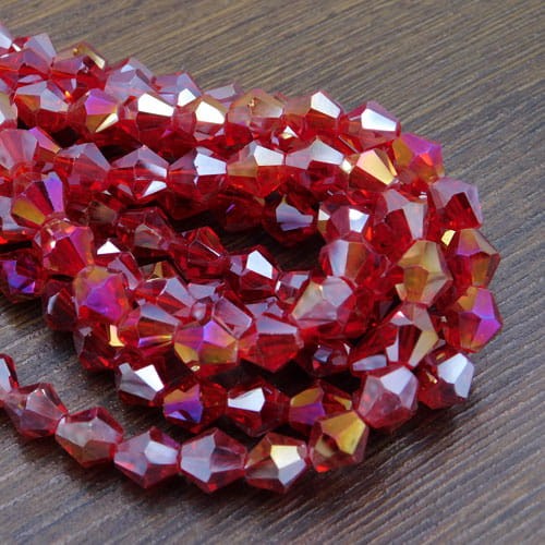 Kryształki ze szkła 8mm ciemno czerwone AB (38szt.)
