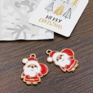 Zawieszka świąteczna mikołaj z metalu i emalii 22.5x16mm czerwony (1szt.)