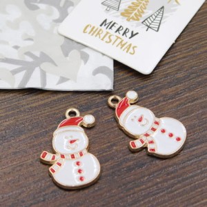 Zawieszka bałwanek z metalu i emalii 24x15mm biały (1szt.)