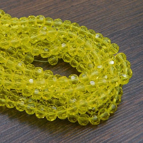 Kulki fasetowane ze szkła 6mm żółte (95szt)