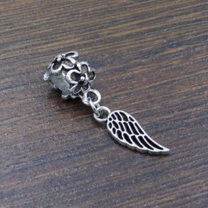 Zawieszka skrzydło z metalu z podwieszką 30x9mm ciemna srebrna (1szt)