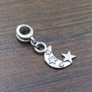 Zawieszka księżyc z metalu z podwieszką 30x10mm ciemna srebrna (1szt)