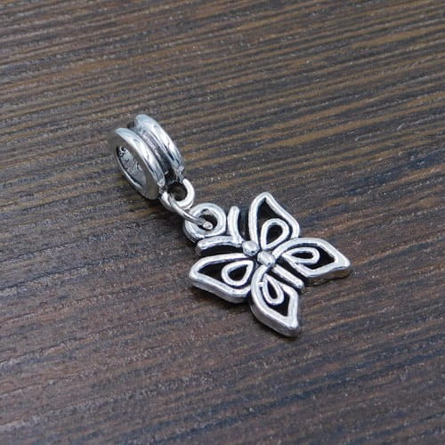 Zawieszka motyl z metalu z podwieszką 28x13mm ciemna srebrna (1szt)