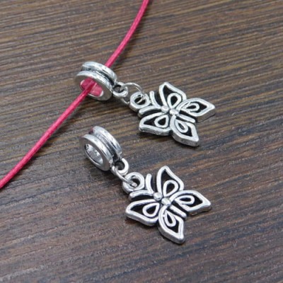 Zawieszka motyl z metalu z podwieszką 28x13mm ciemna srebrna (1szt)