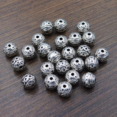 Przekładka kulka z metalu 8mm ciemna srebrna (4szt)