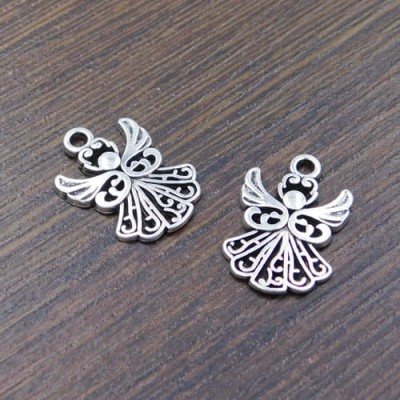 Zawieszka anioł z metalu 20x14mm ciemna srebrna (4szt.)