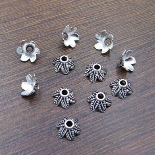 Nakładka listki z metalu 10x5mm ciemna srebrna (10szt)