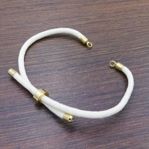 Zapięcie regulowane sznurkowe 10.5cm ecru, metal złoty (1szt.)