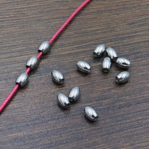 Koraliki przekładki jubilerskie oliwki 5x4mm stal nierdzewna ciemne srebro (4szt.)