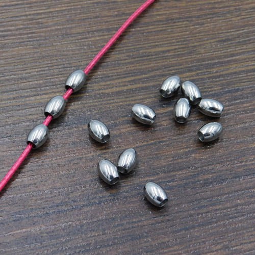 Przekładka oliwka stal nierdzewna 5x4mm ciemna srebrna (4szt.)